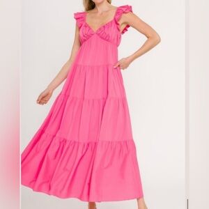 Free the Roses Vibrant Pink Maxi Dress